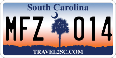 SC license plate MFZ014