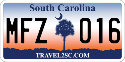 SC license plate MFZ016
