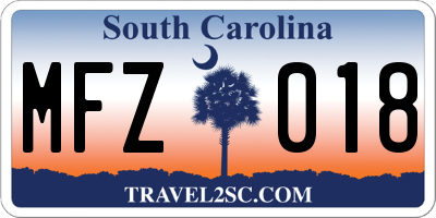 SC license plate MFZ018