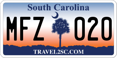 SC license plate MFZ020