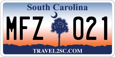 SC license plate MFZ021