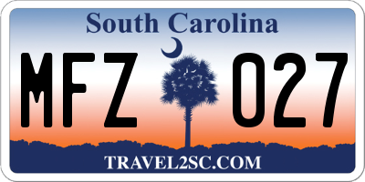 SC license plate MFZ027