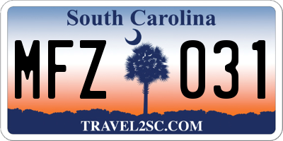 SC license plate MFZ031