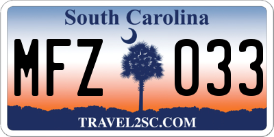 SC license plate MFZ033