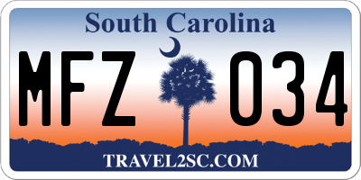 SC license plate MFZ034