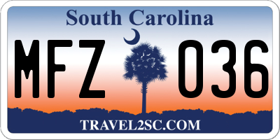 SC license plate MFZ036