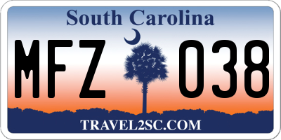 SC license plate MFZ038