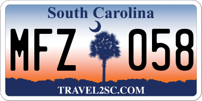SC license plate MFZ058