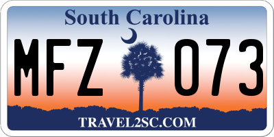 SC license plate MFZ073