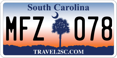 SC license plate MFZ078