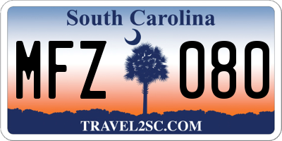 SC license plate MFZ080