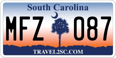 SC license plate MFZ087