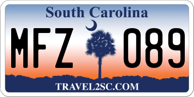 SC license plate MFZ089