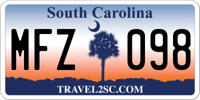 SC license plate MFZ098