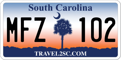 SC license plate MFZ102