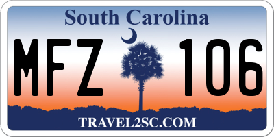 SC license plate MFZ106