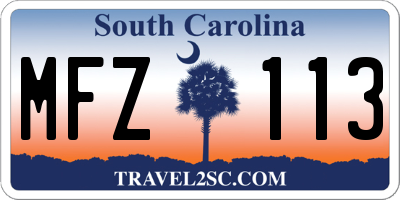 SC license plate MFZ113