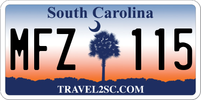 SC license plate MFZ115