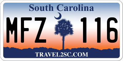 SC license plate MFZ116