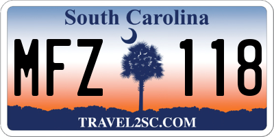 SC license plate MFZ118