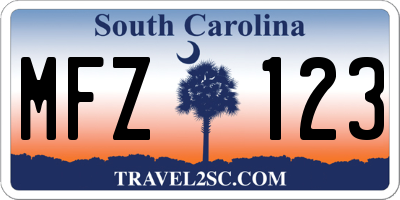SC license plate MFZ123
