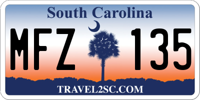 SC license plate MFZ135