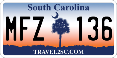 SC license plate MFZ136