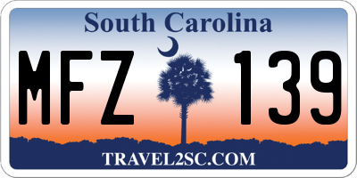 SC license plate MFZ139