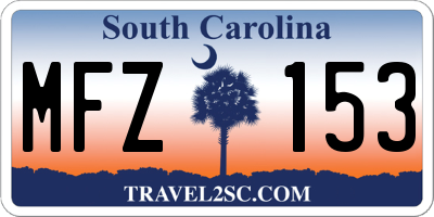 SC license plate MFZ153