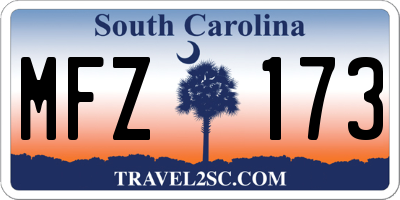 SC license plate MFZ173
