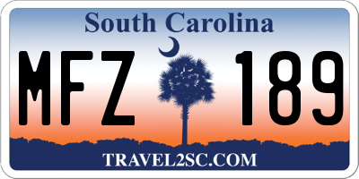 SC license plate MFZ189