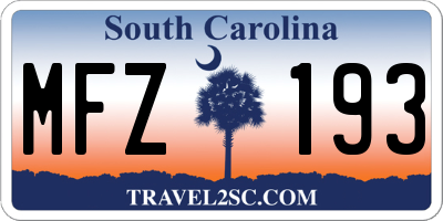 SC license plate MFZ193