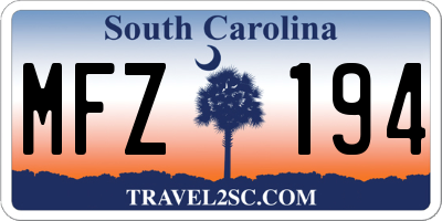 SC license plate MFZ194