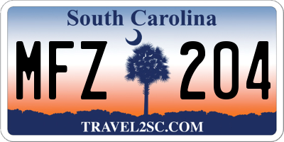 SC license plate MFZ204