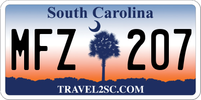 SC license plate MFZ207