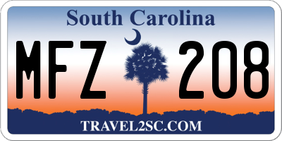 SC license plate MFZ208