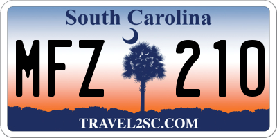 SC license plate MFZ210