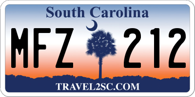 SC license plate MFZ212