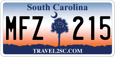 SC license plate MFZ215