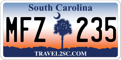 SC license plate MFZ235