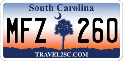 SC license plate MFZ260