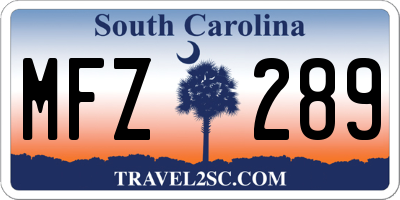 SC license plate MFZ289