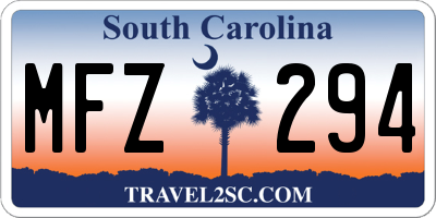 SC license plate MFZ294