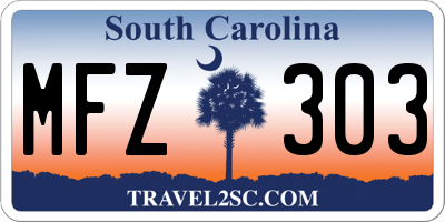 SC license plate MFZ303