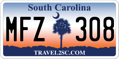 SC license plate MFZ308