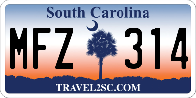 SC license plate MFZ314