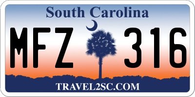 SC license plate MFZ316