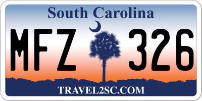 SC license plate MFZ326