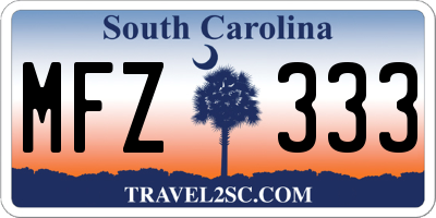 SC license plate MFZ333