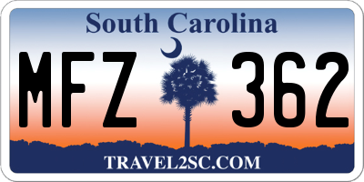 SC license plate MFZ362